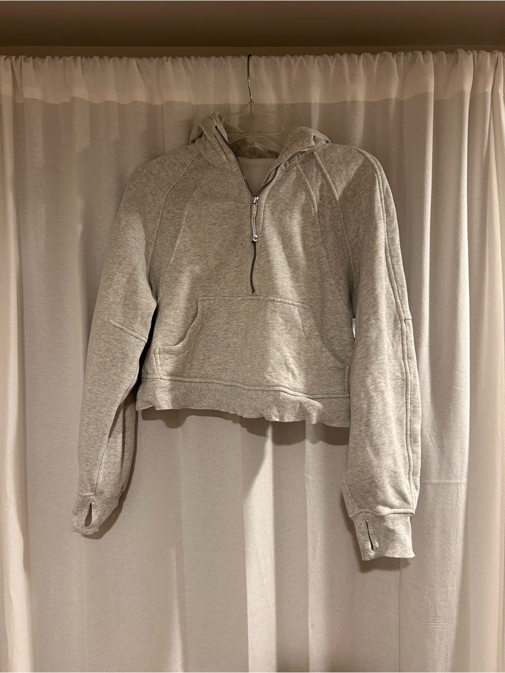 lululemon athletica Light Gray Cropped Half-Zip Hoodie